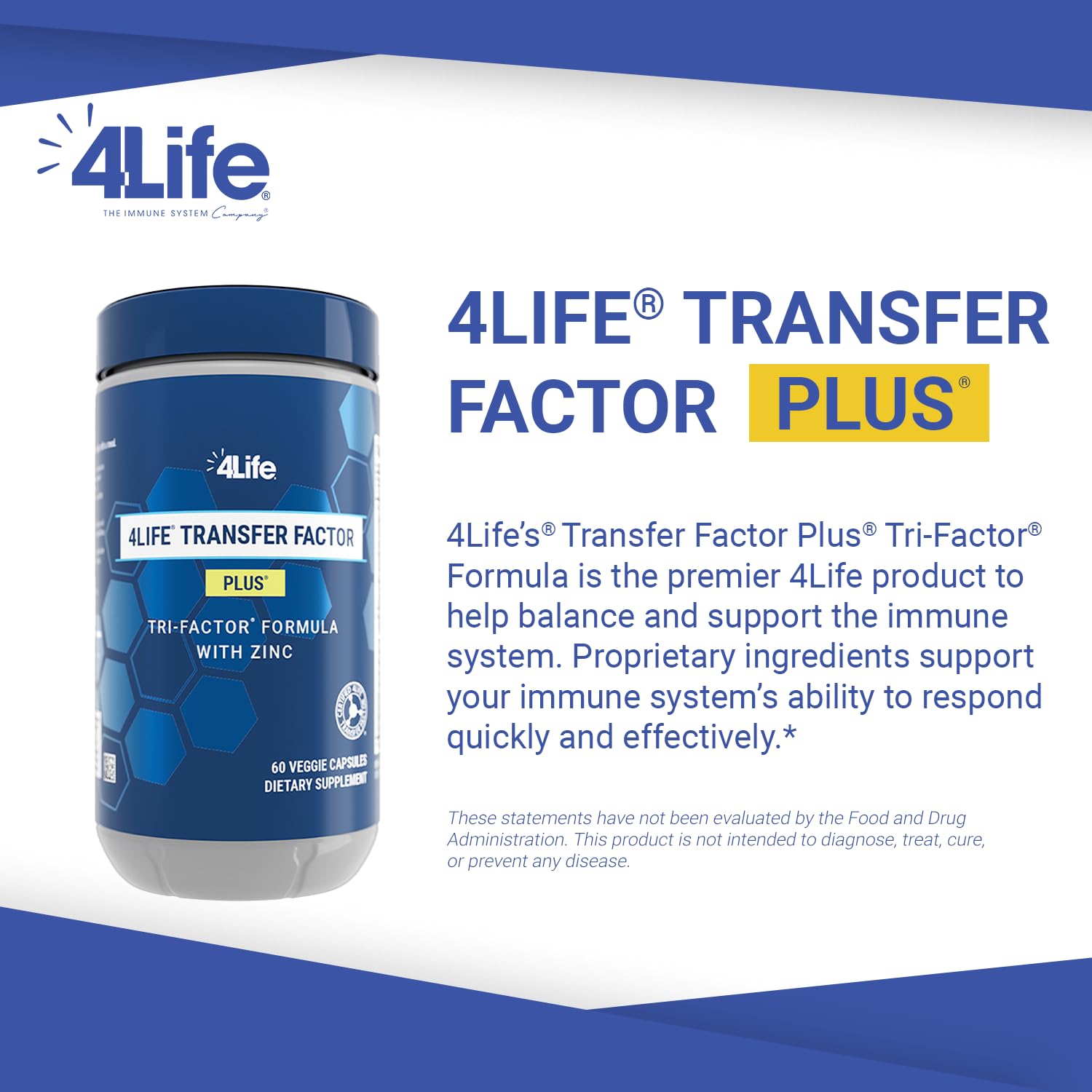 4Life Transfer Factor Plus zinc bottle label emphasizing immune support nutrients.