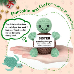4THFARMES mini funny turtle with-card highlights gift-ready sentiment for sisters
