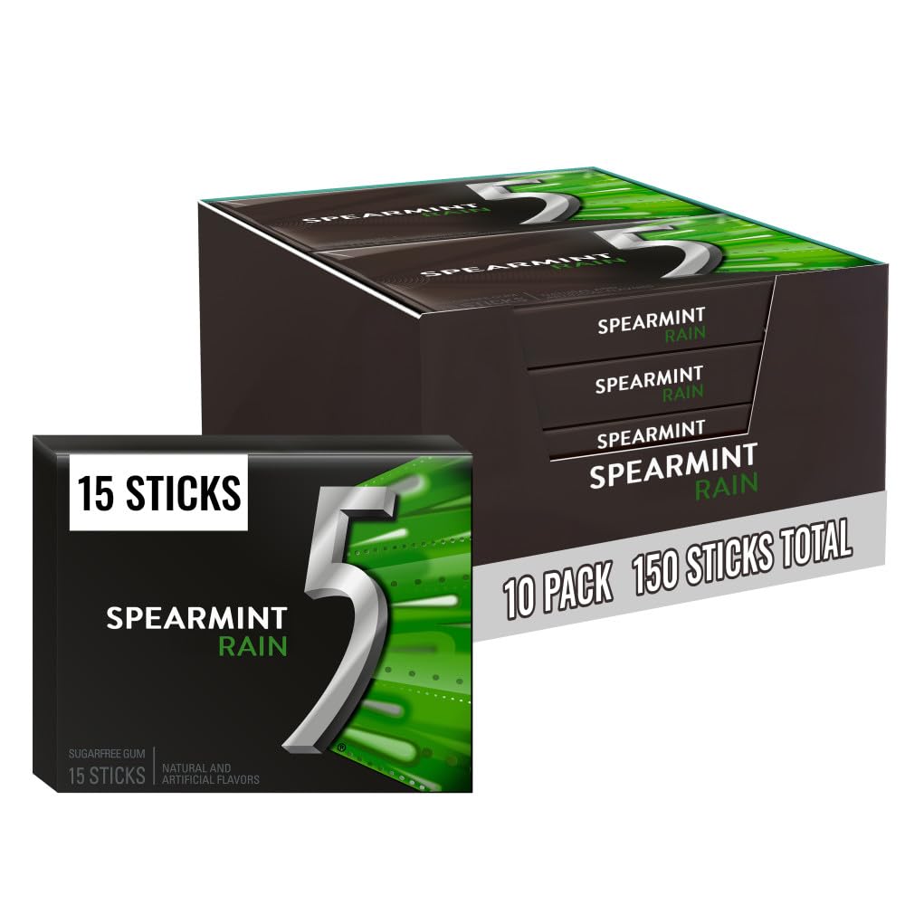 Five Gum Spearmint Rain 15-stick box ready for on-the-go fresh breath