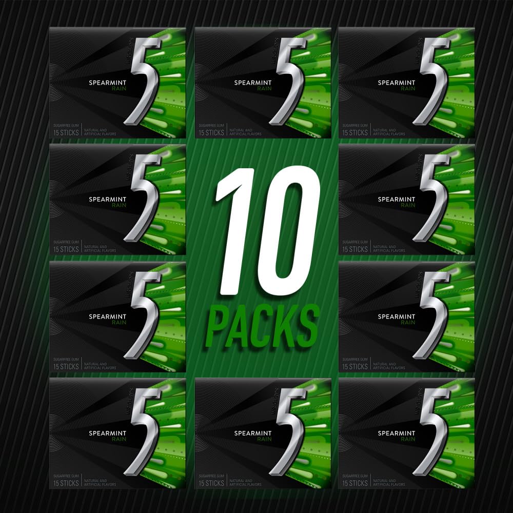 Five Gum Spearmint Rain sugar-free label close-up for sugar-conscious buyers