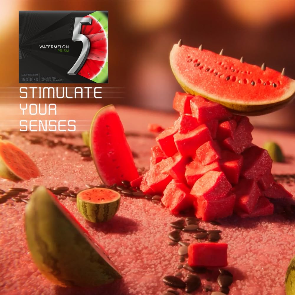 5 Gum Watermelon Prism individually wrapped pieces for on-the-go freshness.