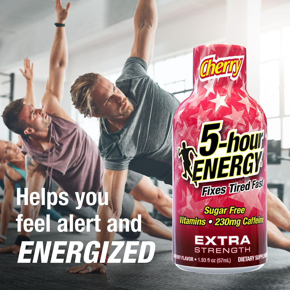 5-hour ENERGY Cherry label detail, trusted formula and portability