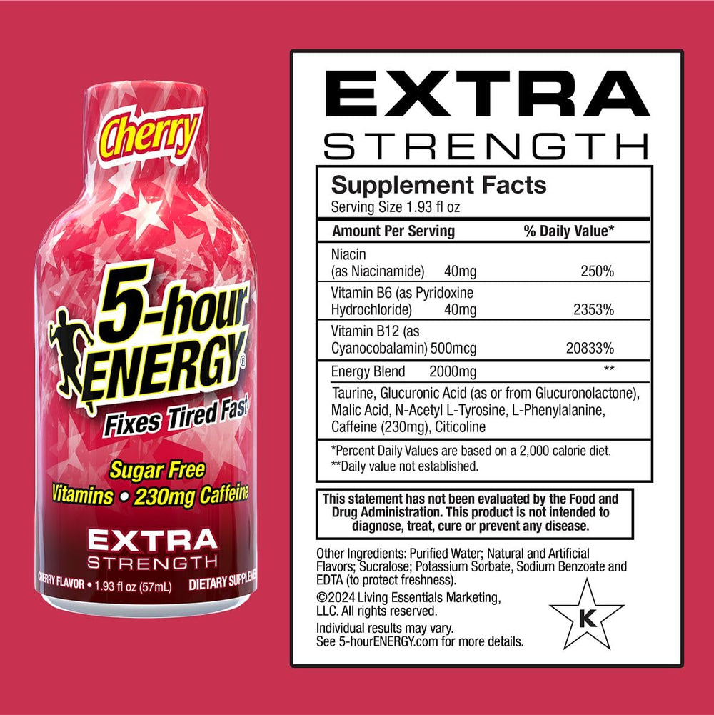 5-hour ENERGY Cherry shot pour shows quick caffeine delivery for busy days