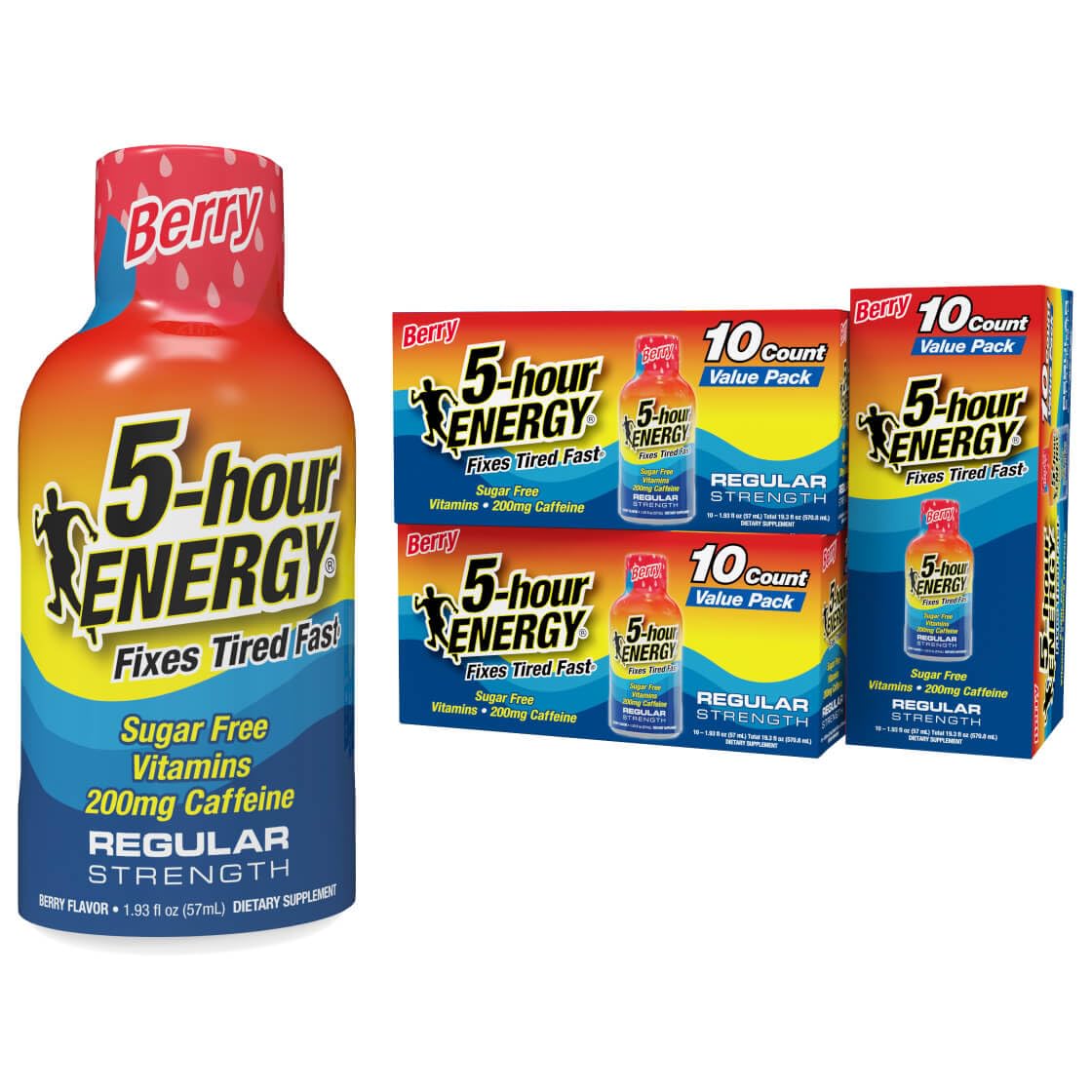 5-hour ENERGY Shots Berry bottle front for on-the-go energy.