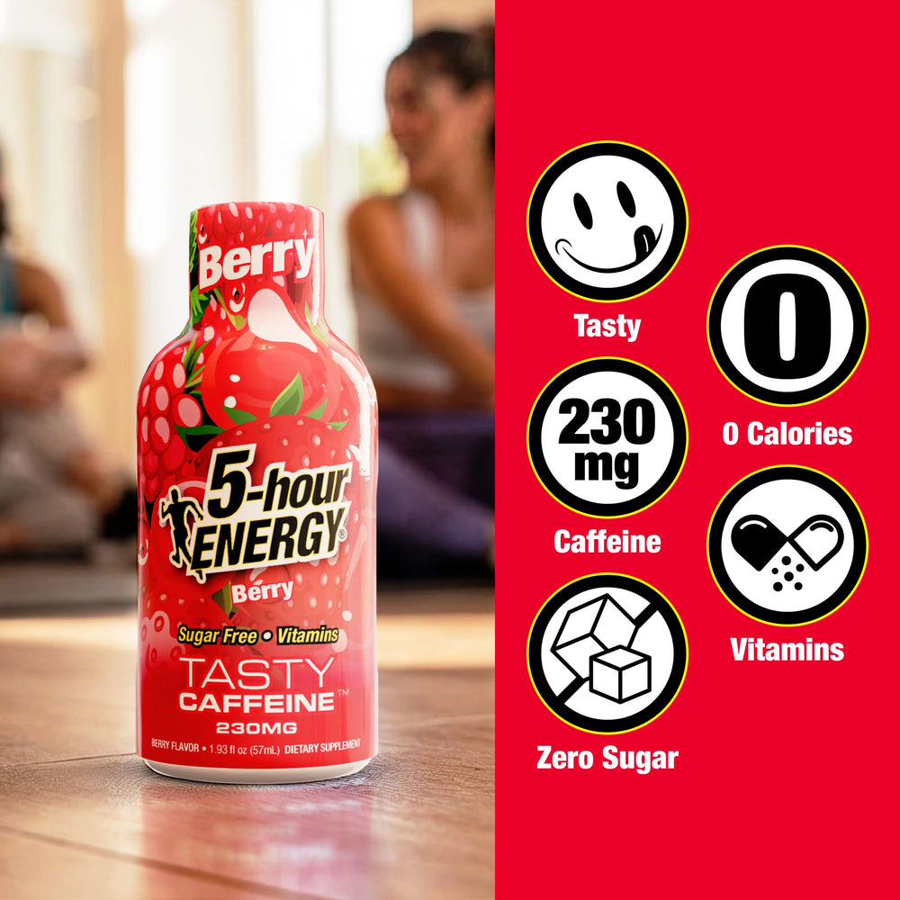 5-hour ENERGY Shots Extra Strength Berry bottle cap close-up, secure seal visible.