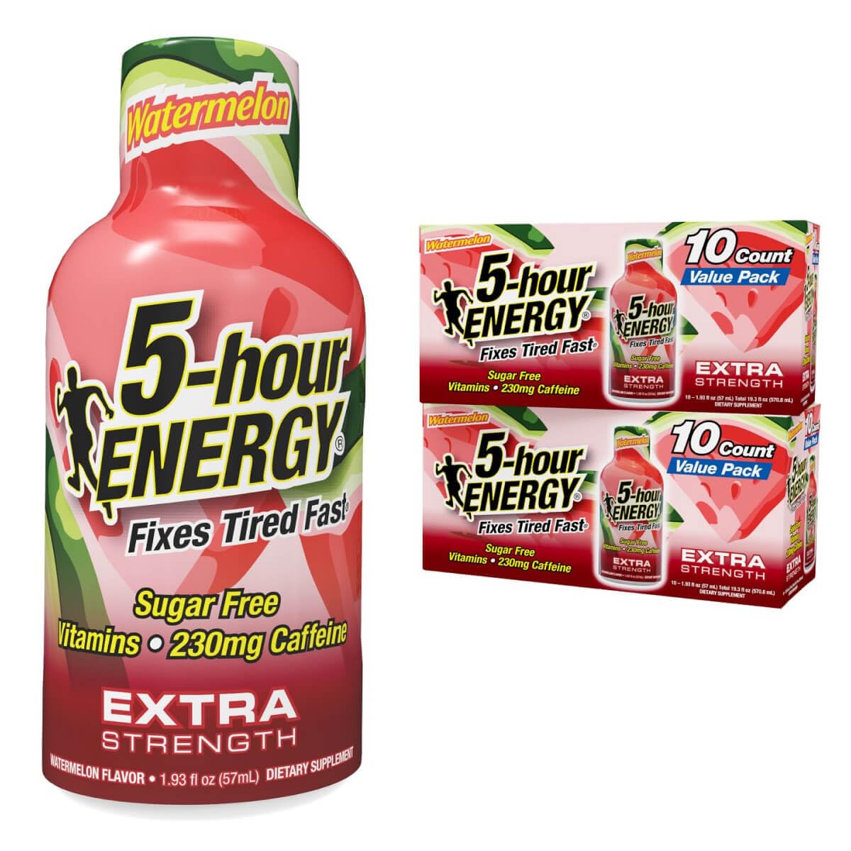 5-hour ENERGY Watermelon shot bottle ready for on-the-go energy.