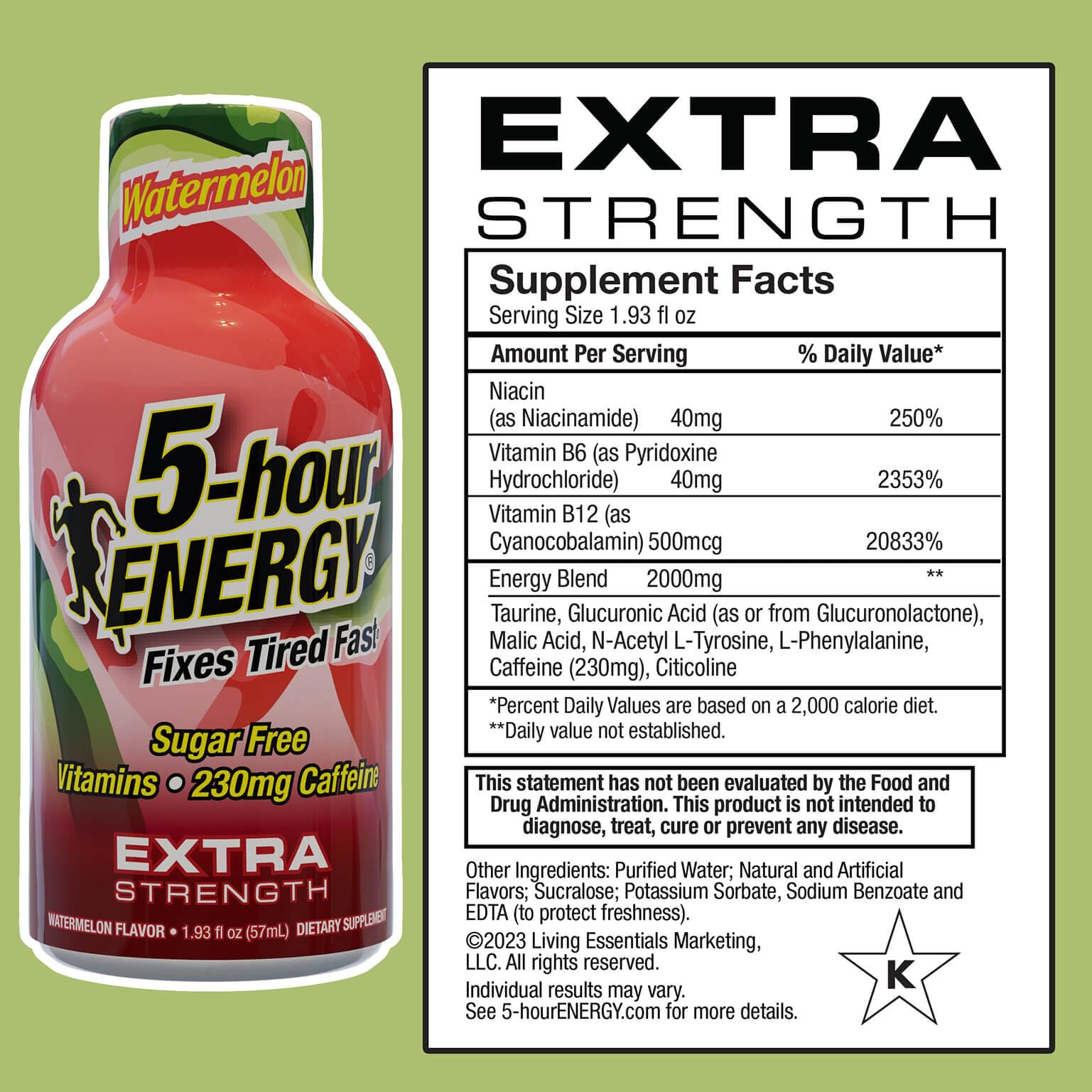 5-hour ENERGY Watermelon shot being poured for a quick caffeine boost.
