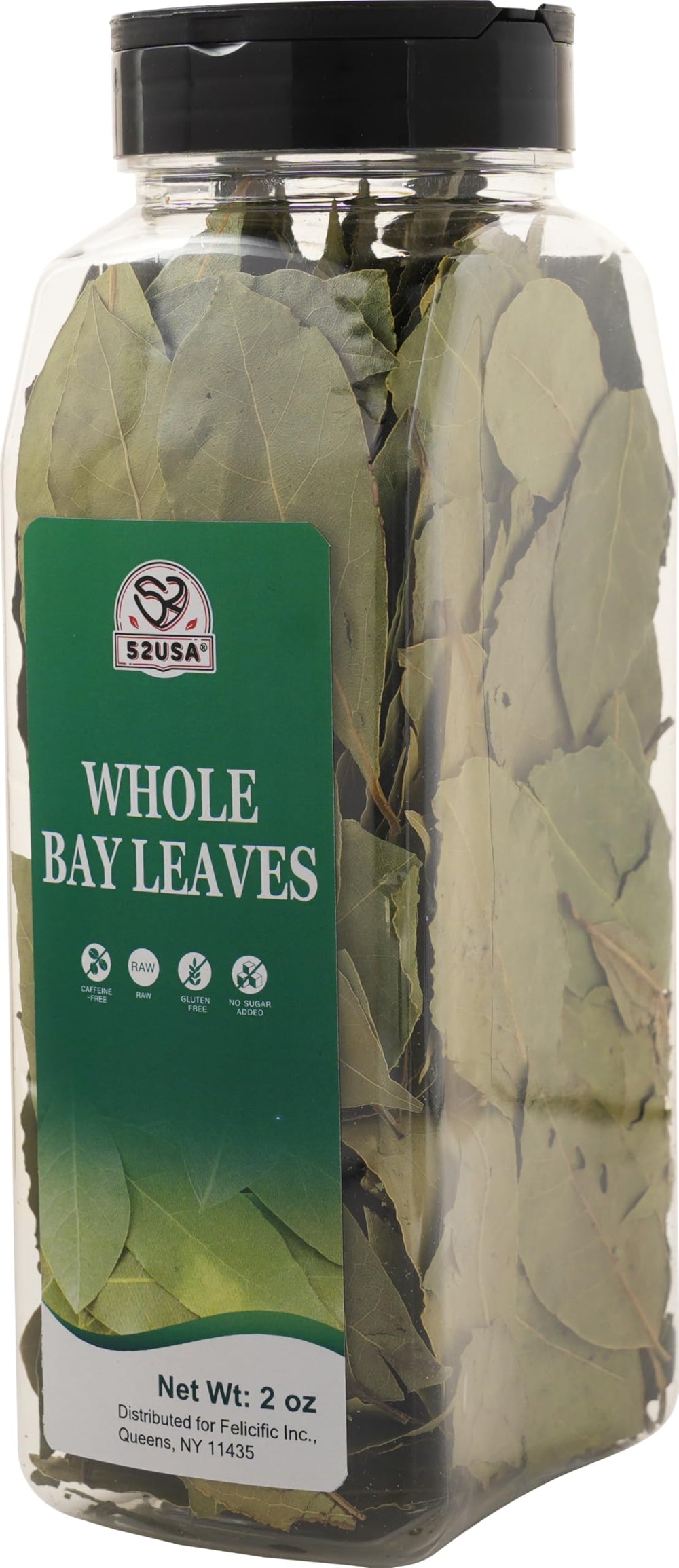 52USA Bay Leaves bottle on a kitchen counter signaling fresh, natural flavor for sauces.