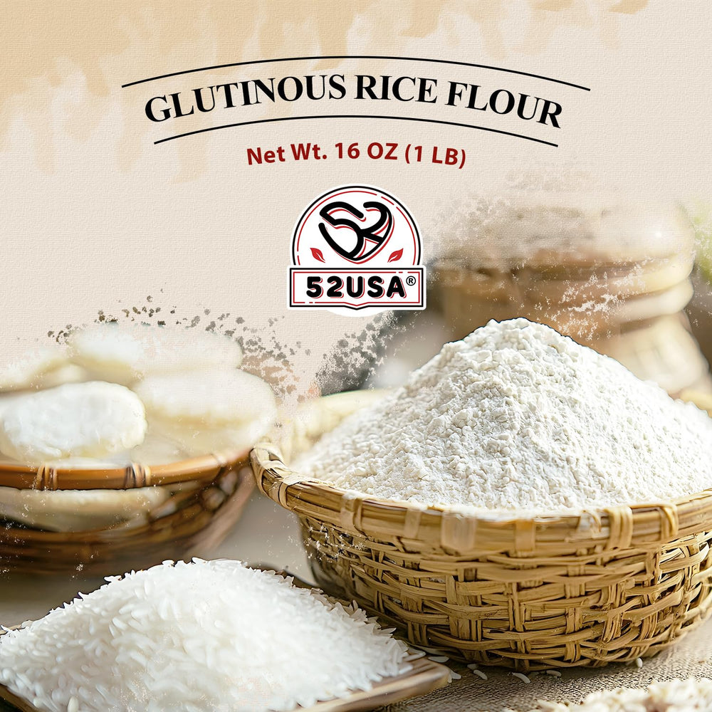 52USA glutinous rice flour used in mochi dough for soft, chewy treats