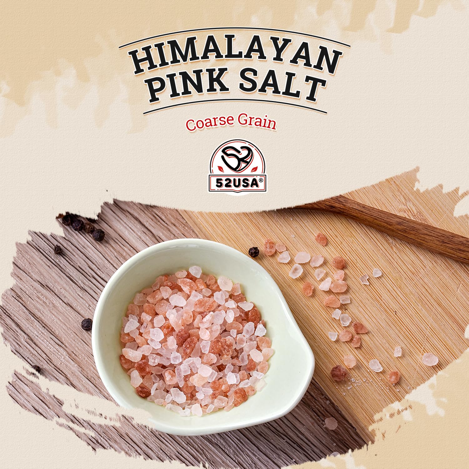 52USA Himalayan pink salt kosher-certified seasoning with minerals.