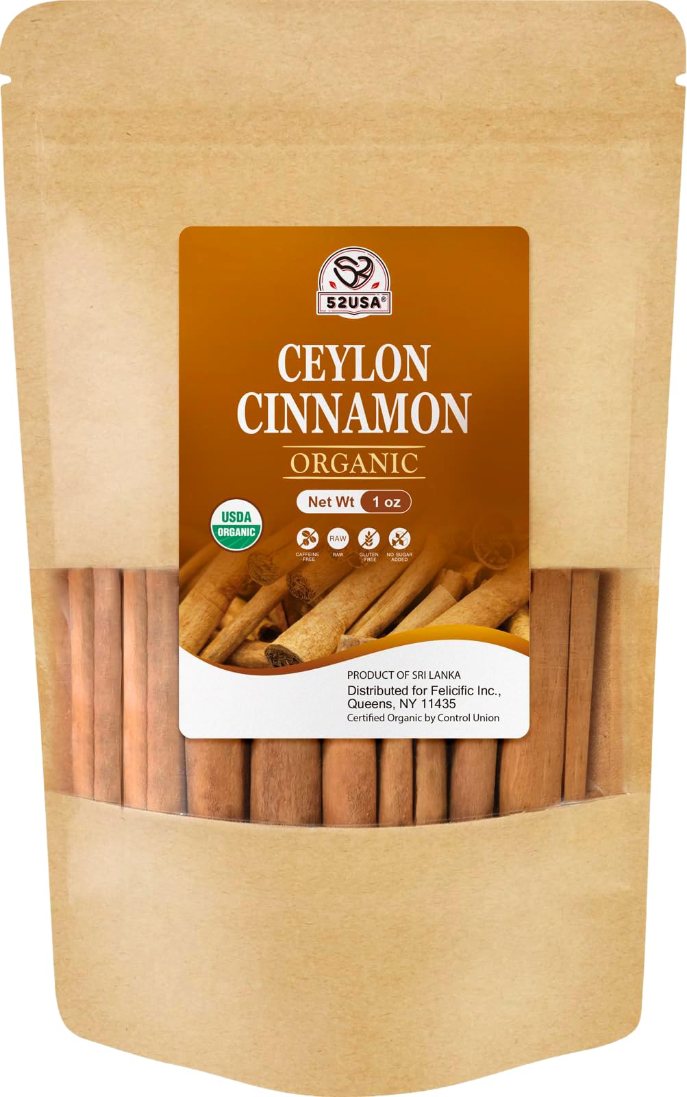 52USA Organic Ceylon cinnamon sticks for baking and tea, pure aroma