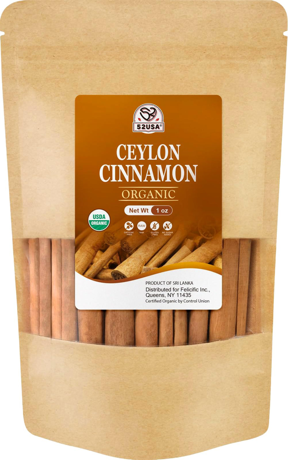52USA Organic Ceylon cinnamon sticks for baking and tea, pure aroma