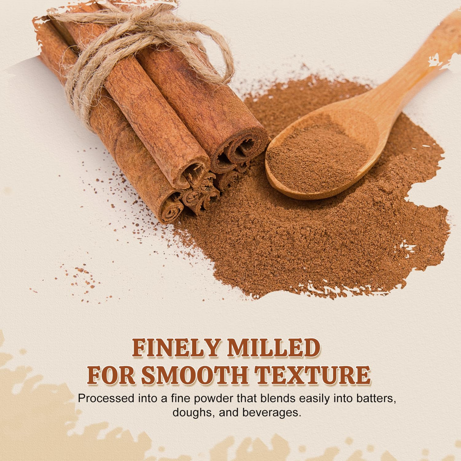 52USA Organic Cinnamon Powder ground texture looks finely milled and fragrant.