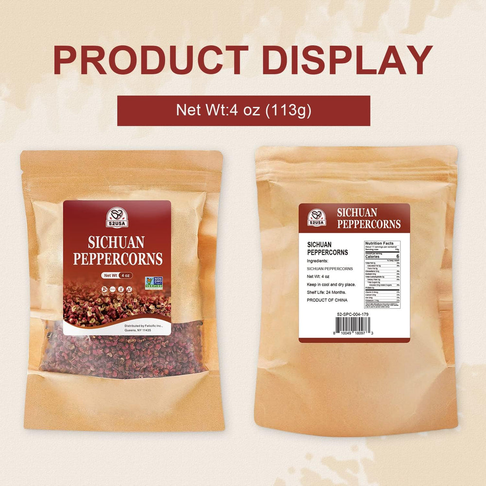 52USA Sichuan peppercorns, sprinkled on dishes for tingling mala flavor.