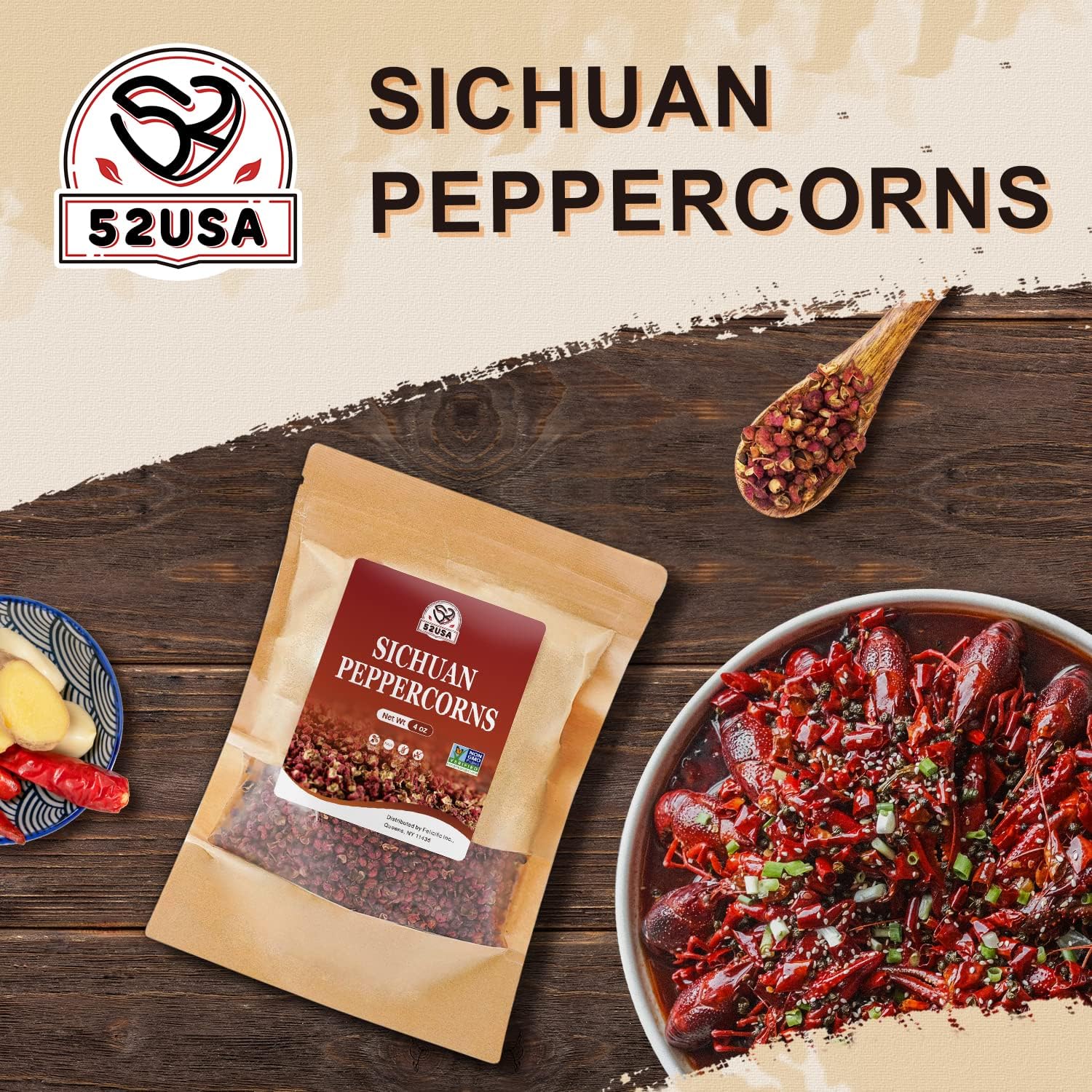 52USA Sichuan peppercorns, vacuum-sealed pack preserves freshness for long storage.