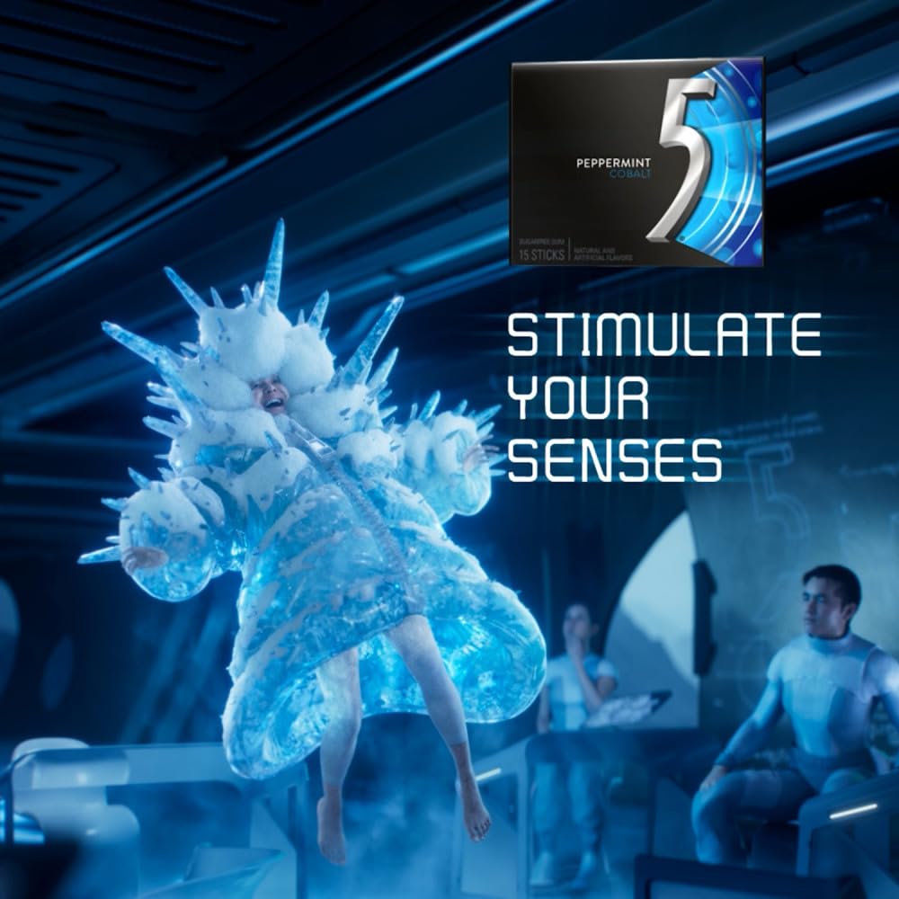 5 GUM Peppermint Cobalt individually-wrapped sticks keep freshness on the go