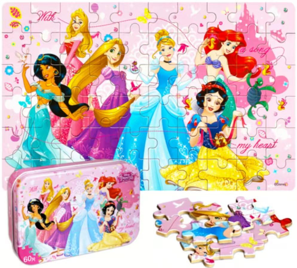 60-piece jigsaw puzzle for kids 4-8 with sturdy tin storage box