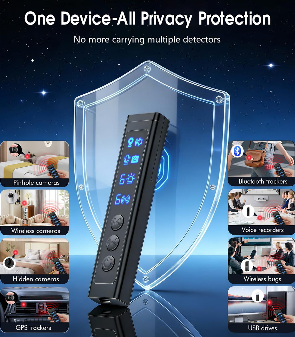 6monk AI Hidden Camera Detector 360-degree scan coverage for thorough room checks.