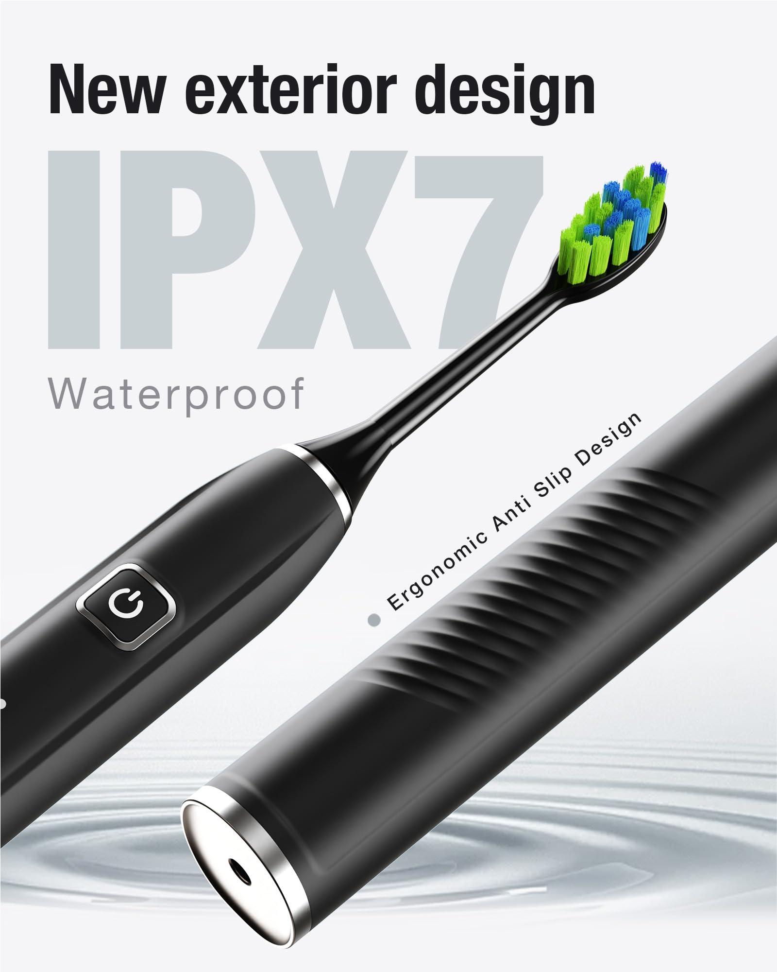 7AM2M Sonic Toothbrush W-shape brush heads reach difficult areas