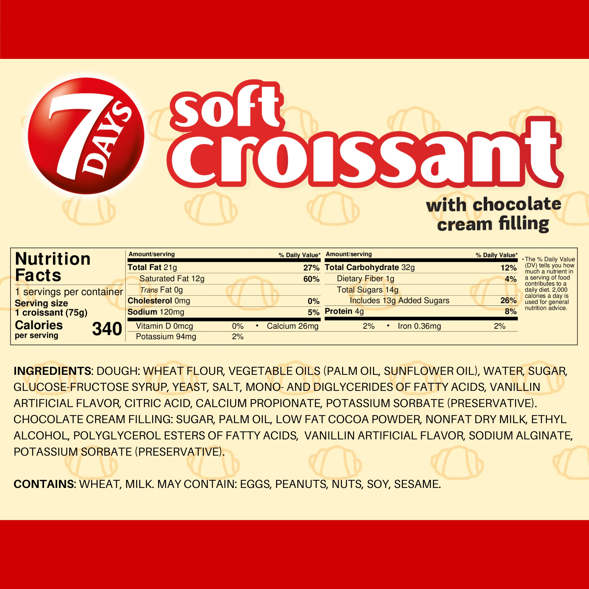 7 Days chocolate croissant on a breakfast plate with coffee