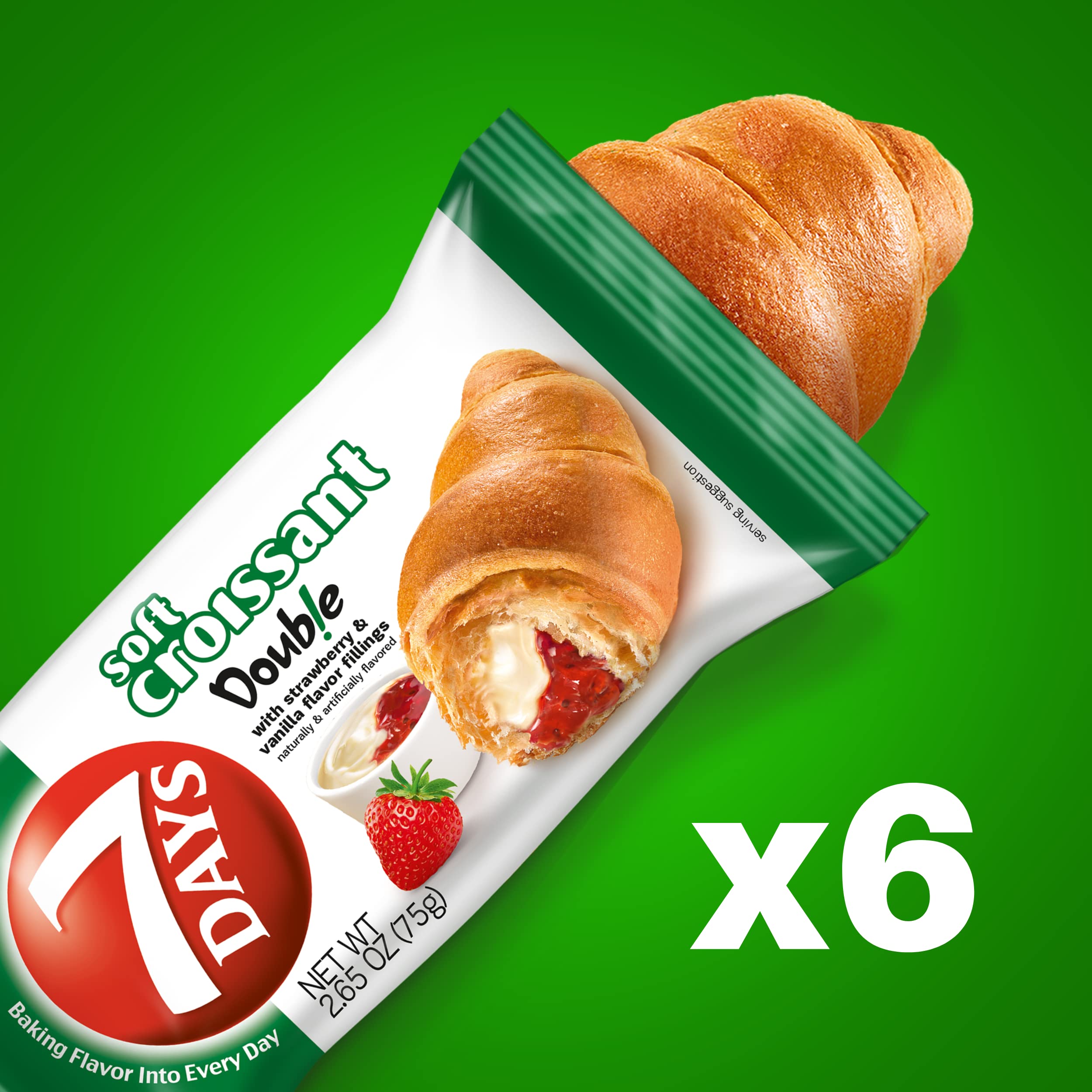 Individually wrapped 7 Days croissant supports convenient on-the-go snacking.