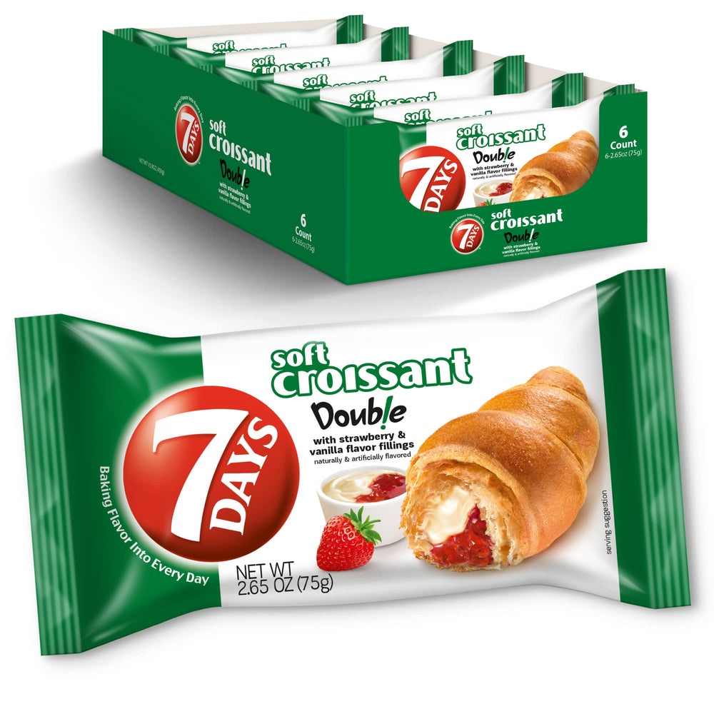 7 Days soft croissant strawberry vanilla pack ready for grab-and-go snacking.