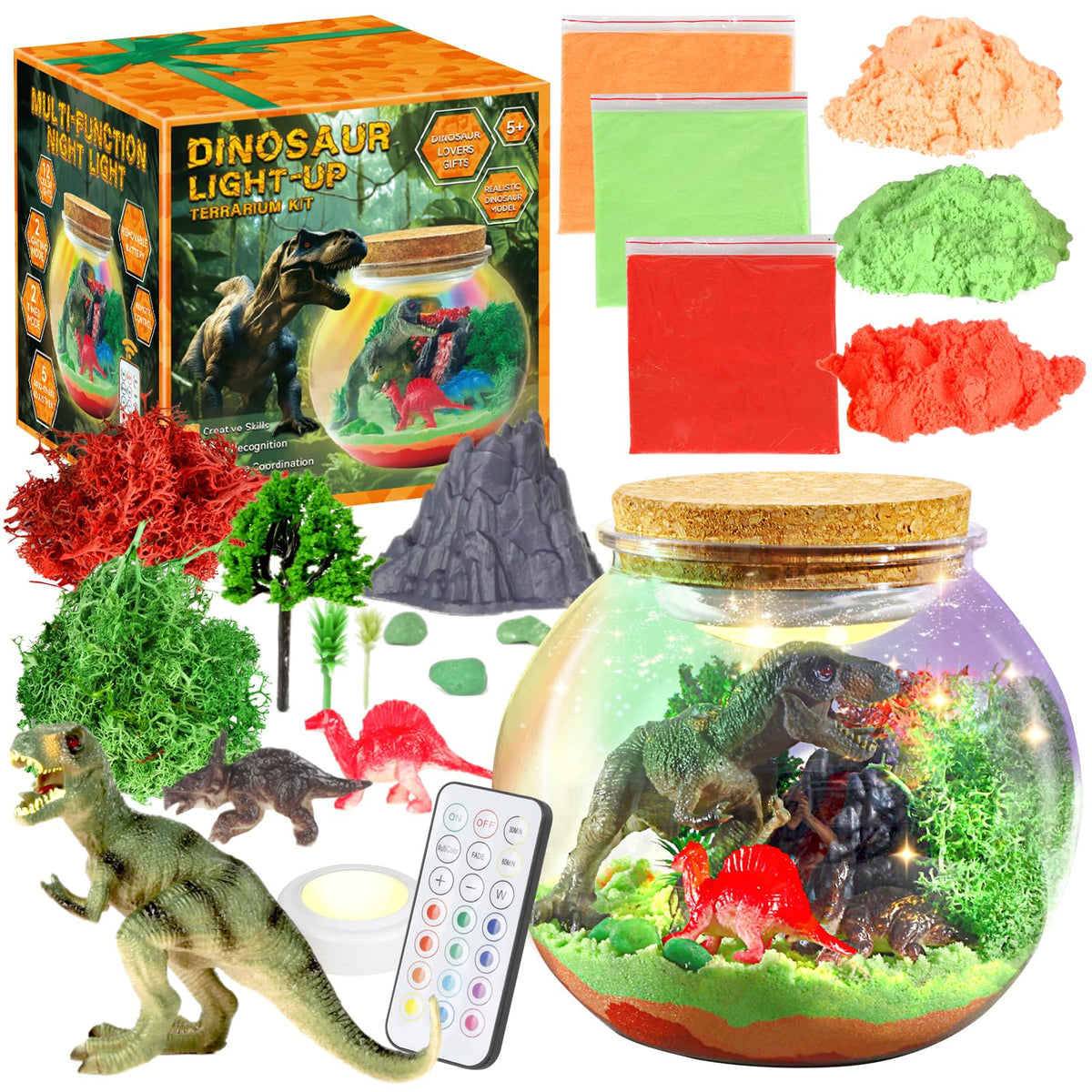 7july Dinosaur Terrarium Kit with dinosaur toys for imaginative play
