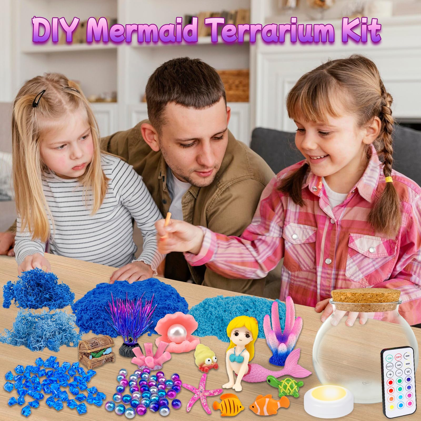 7july mermaid terrarium kit decorations highlight color-rich designs for imaginative storytelling