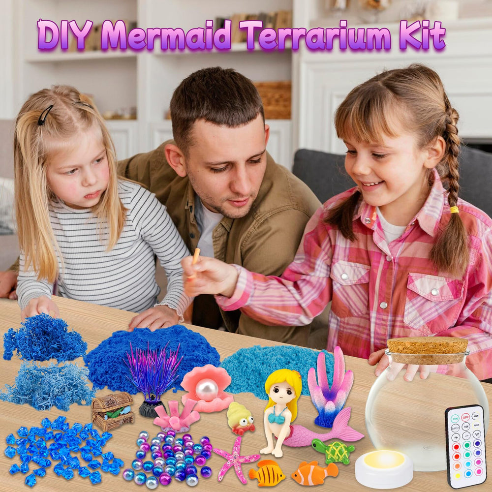 7july mermaid terrarium kit decorations highlight color-rich designs for imaginative storytelling