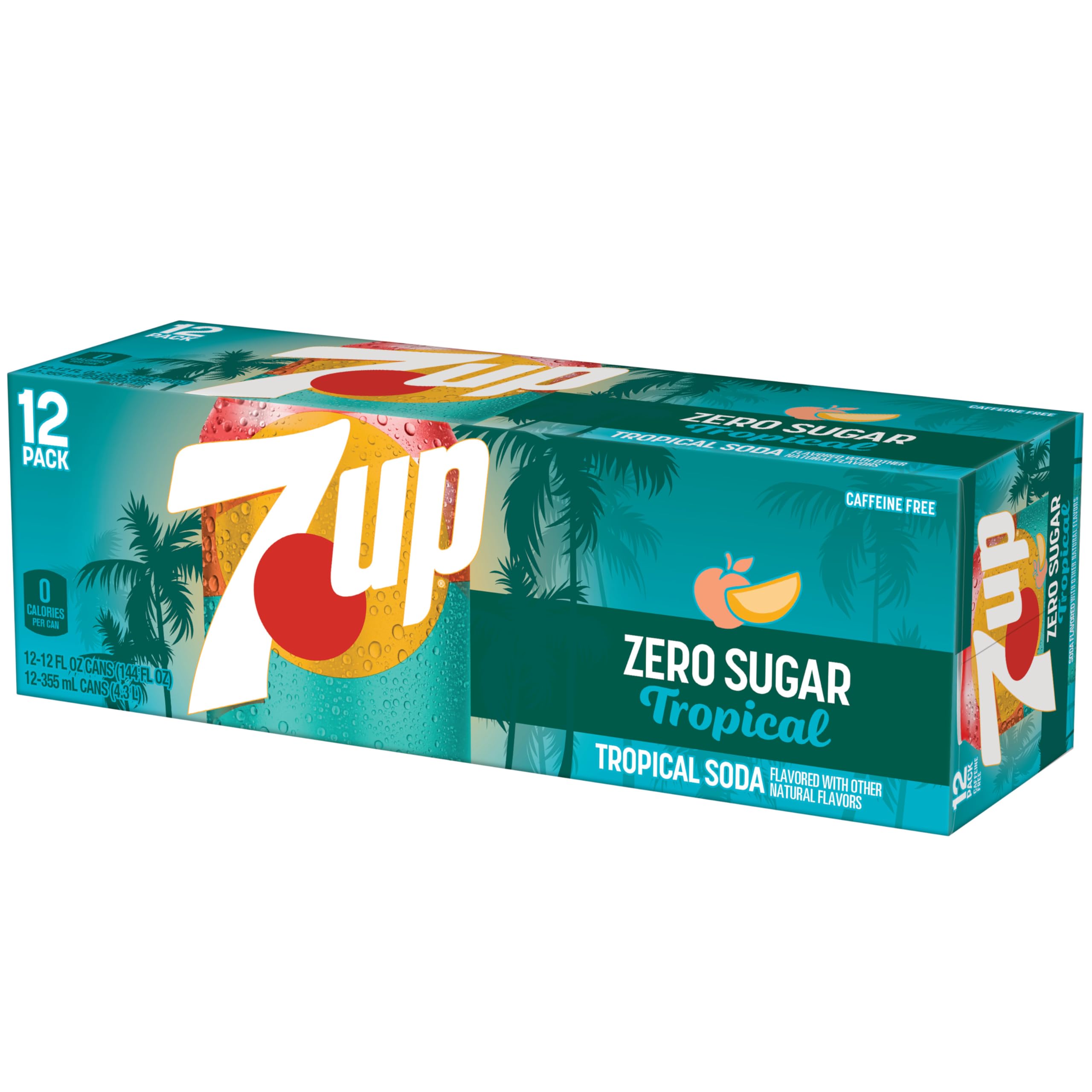 Cans of 7UP Tropical Zero Sugar on a cooler for gatherings.