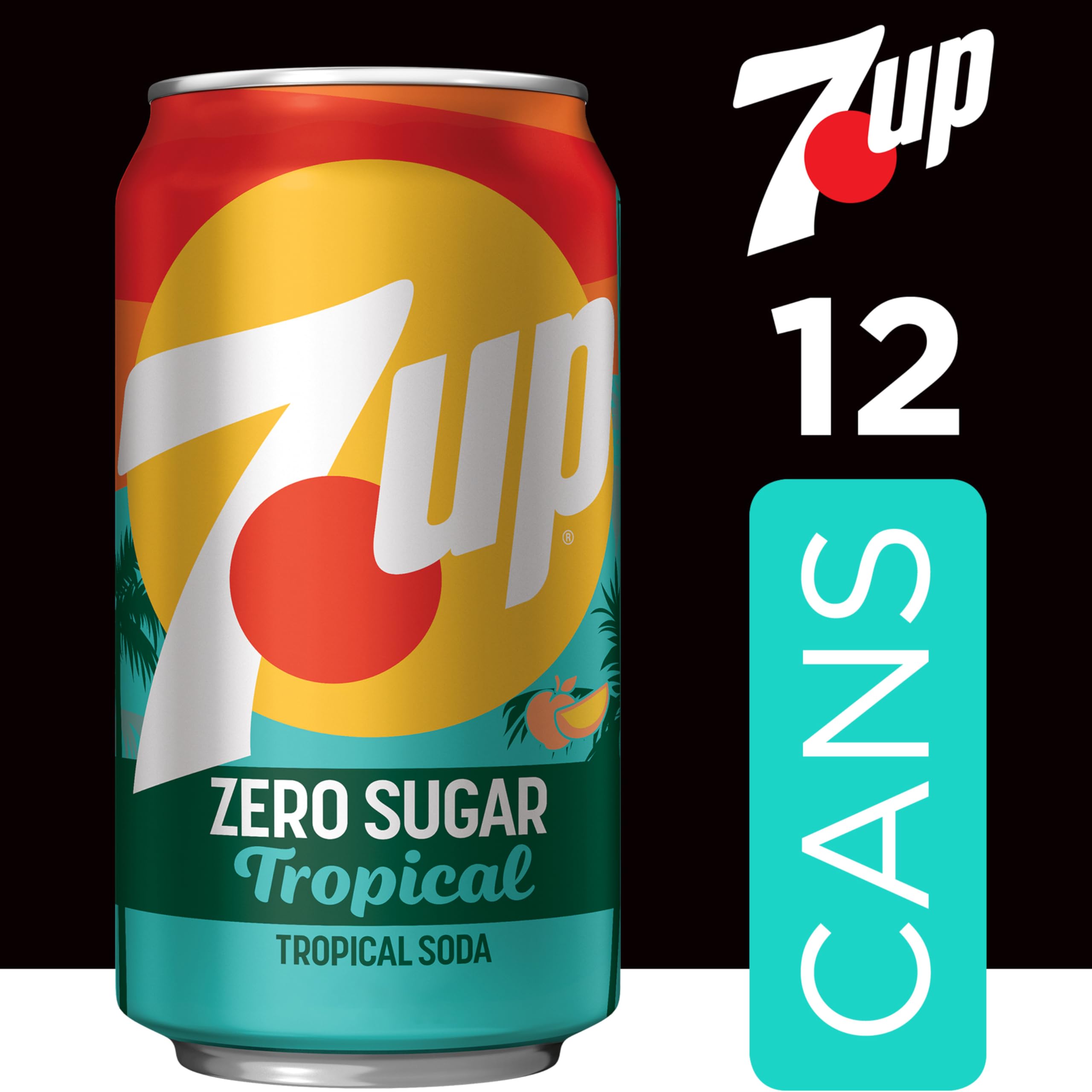 7UP Tropical Zero Sugar 12-pack front for easy entertaining.