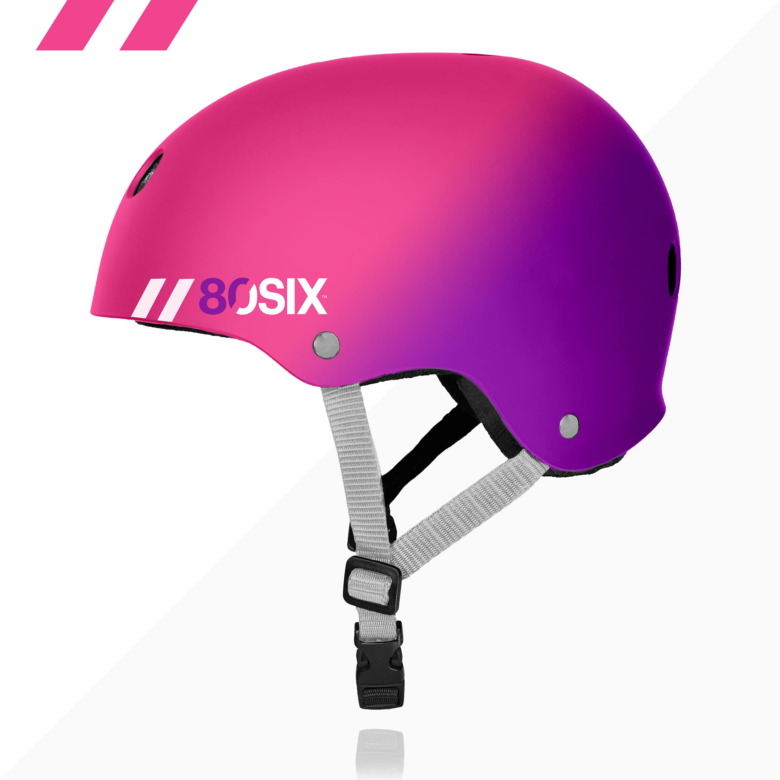 80SIX multisport helmet side view showing secure fit for biking, skating, and scooters