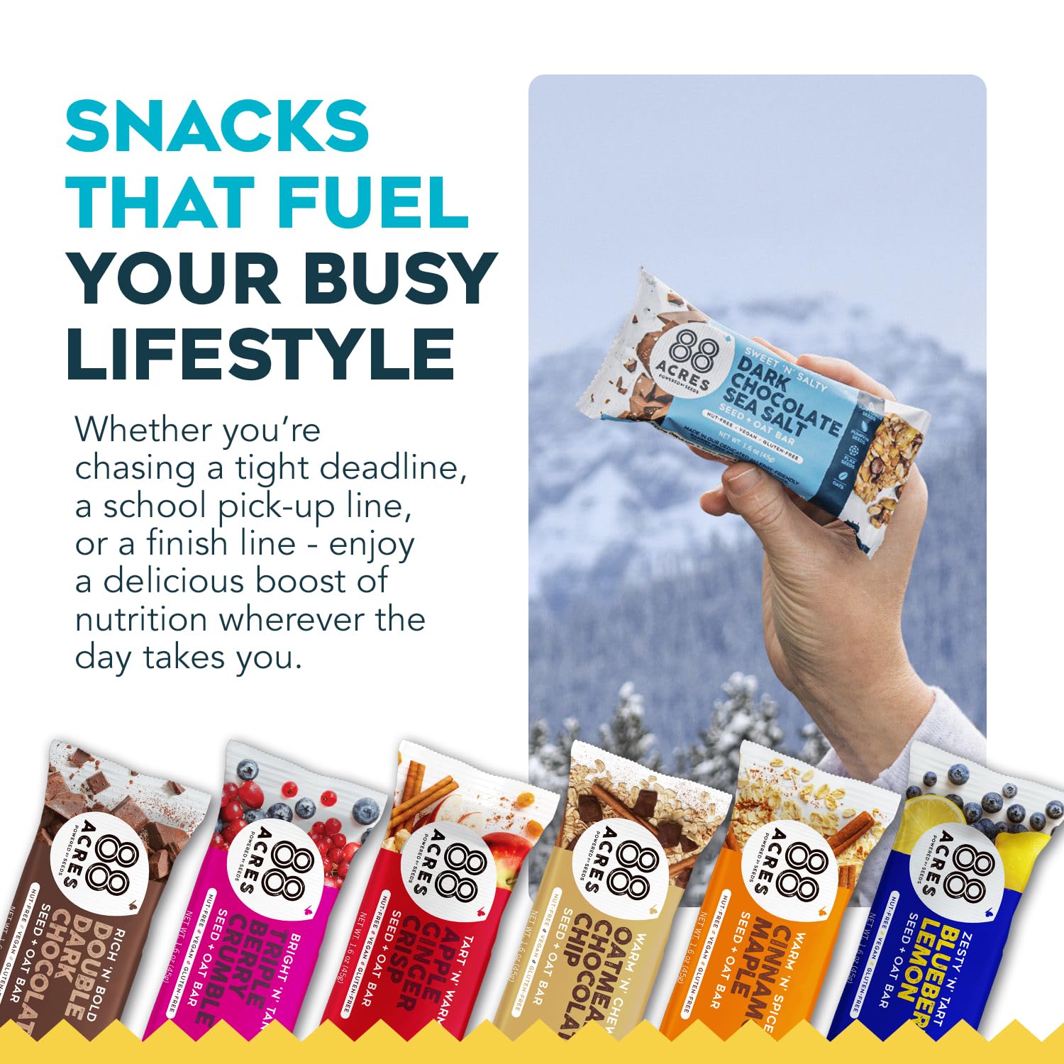 88acres Triple Berry Crumble Bars: juicy berry blend meets crunchy seeds for texture.