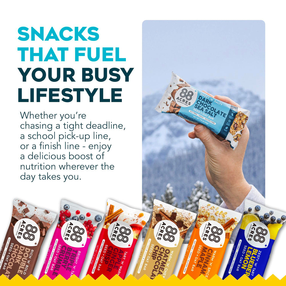 88acres Triple Berry Crumble Bars: juicy berry blend meets crunchy seeds for texture.