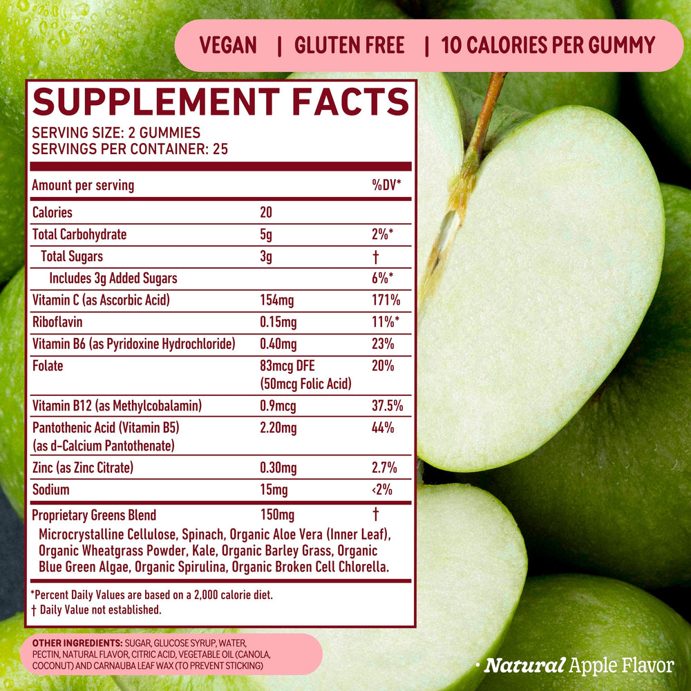 8Greens spirulina chlorella ingredients visible on label.