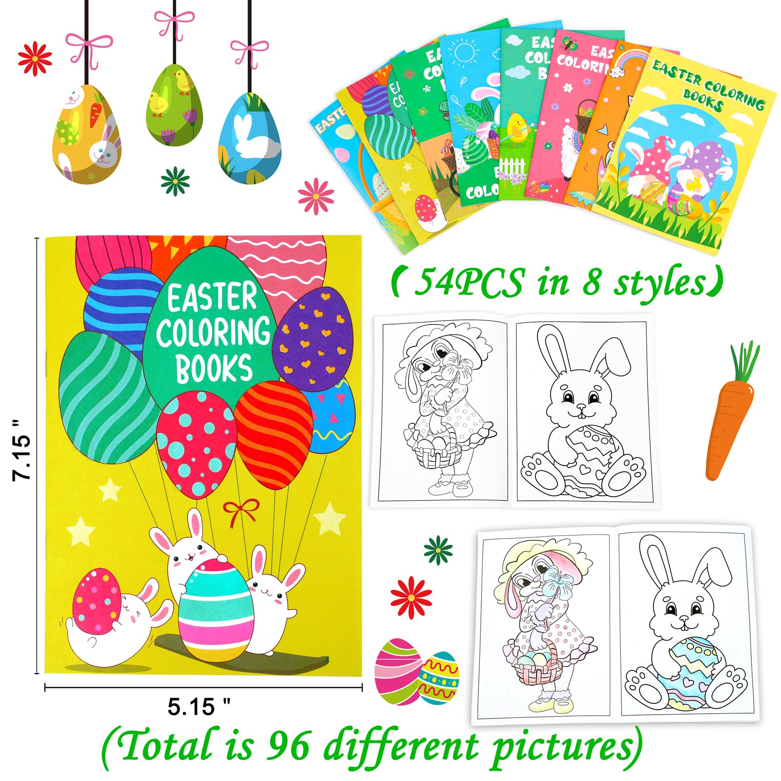 90shine Easter coloring books bunny designs provide friendly characters for coloring.