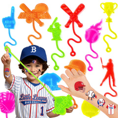 91STICKYHAND baseball stick hands shown in bright designs for party favors and play