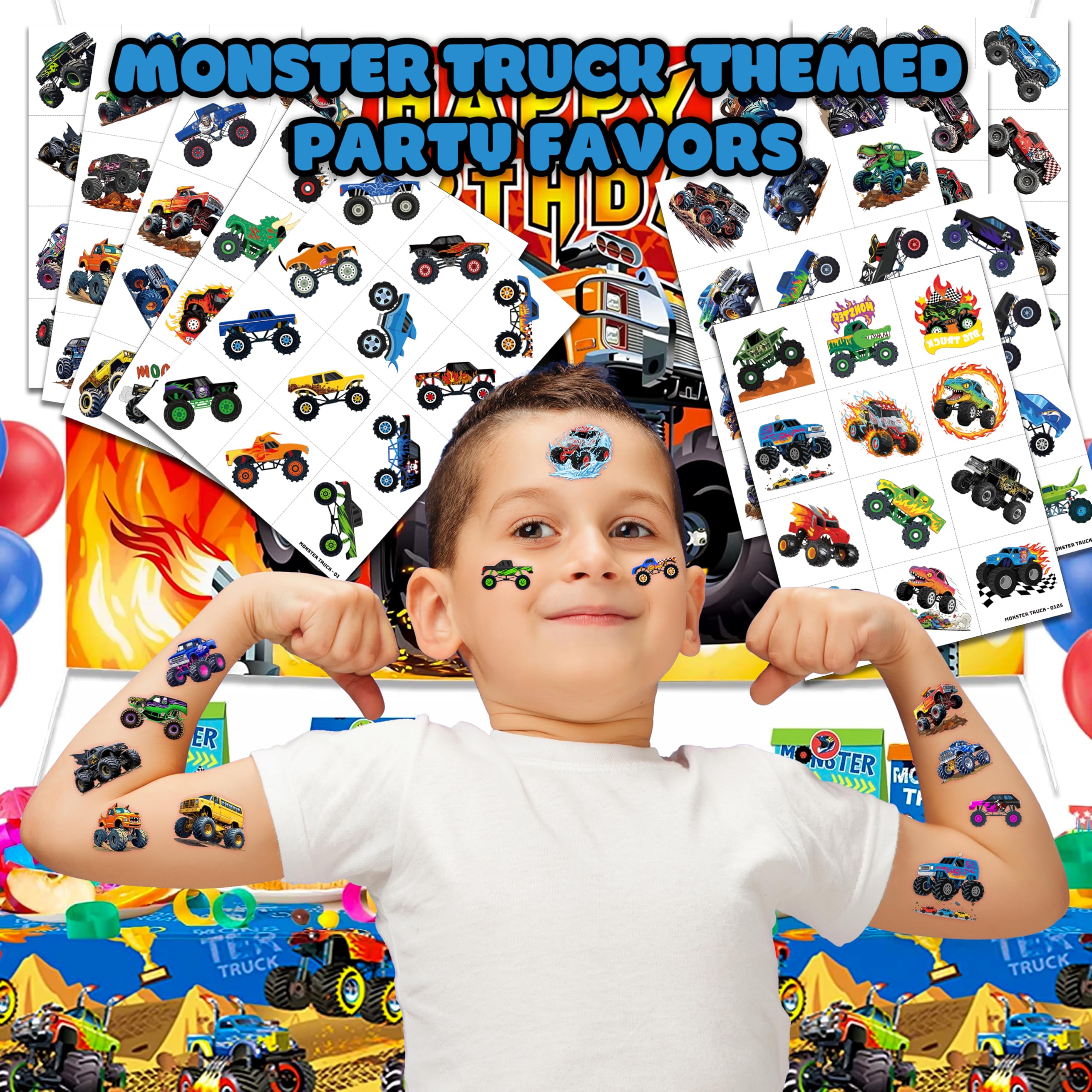 91TATTOOS monster truck tattoos on face for playful look