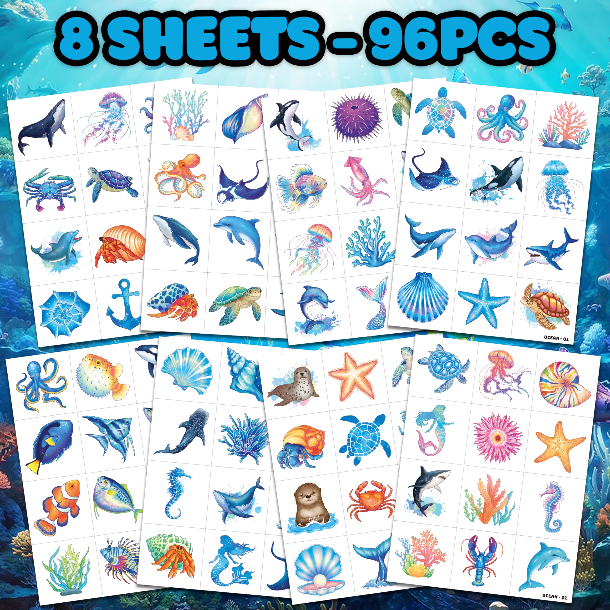 91TATTOOS crab tattoo sheet offers seaside charm for kids' activities