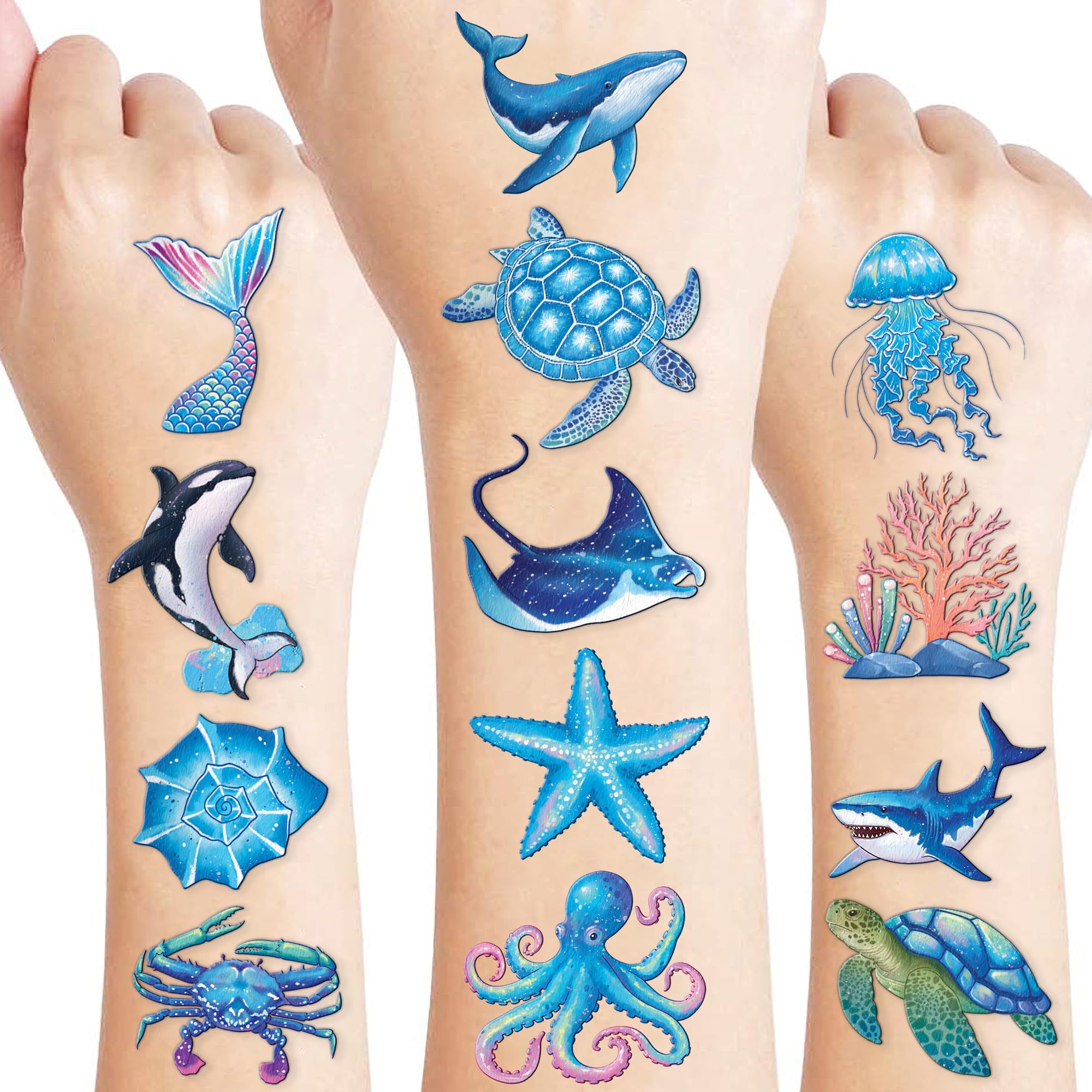 91TATTOOS shark tattoo sheet for kids' party fun and dress-up