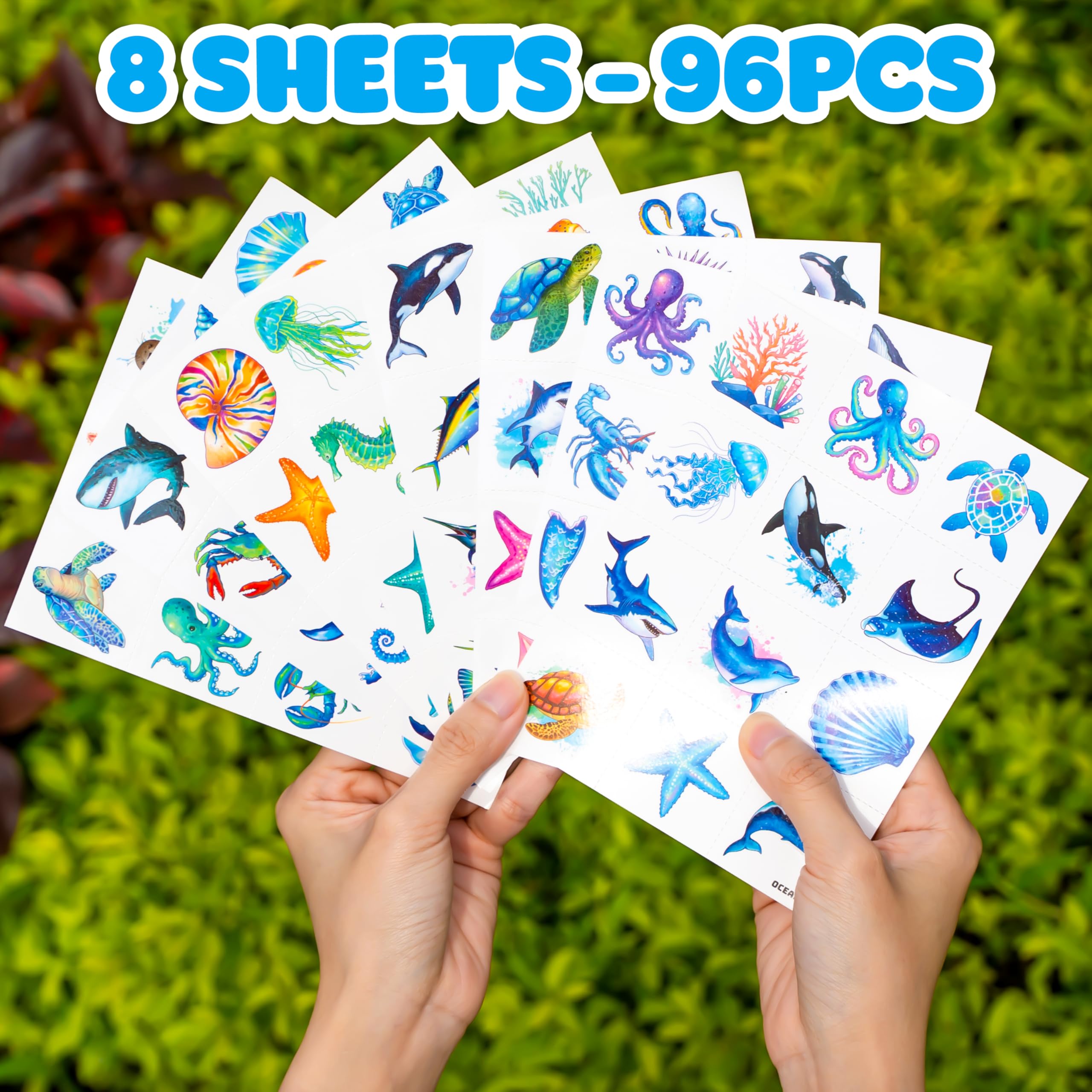 91TATTOOS shell tattoo sheet adds ocean texture to decorations and flair