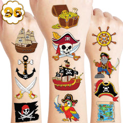 91TATTOOS pirate ship tattoo sheet 1 on arm, kid-safe party fun.