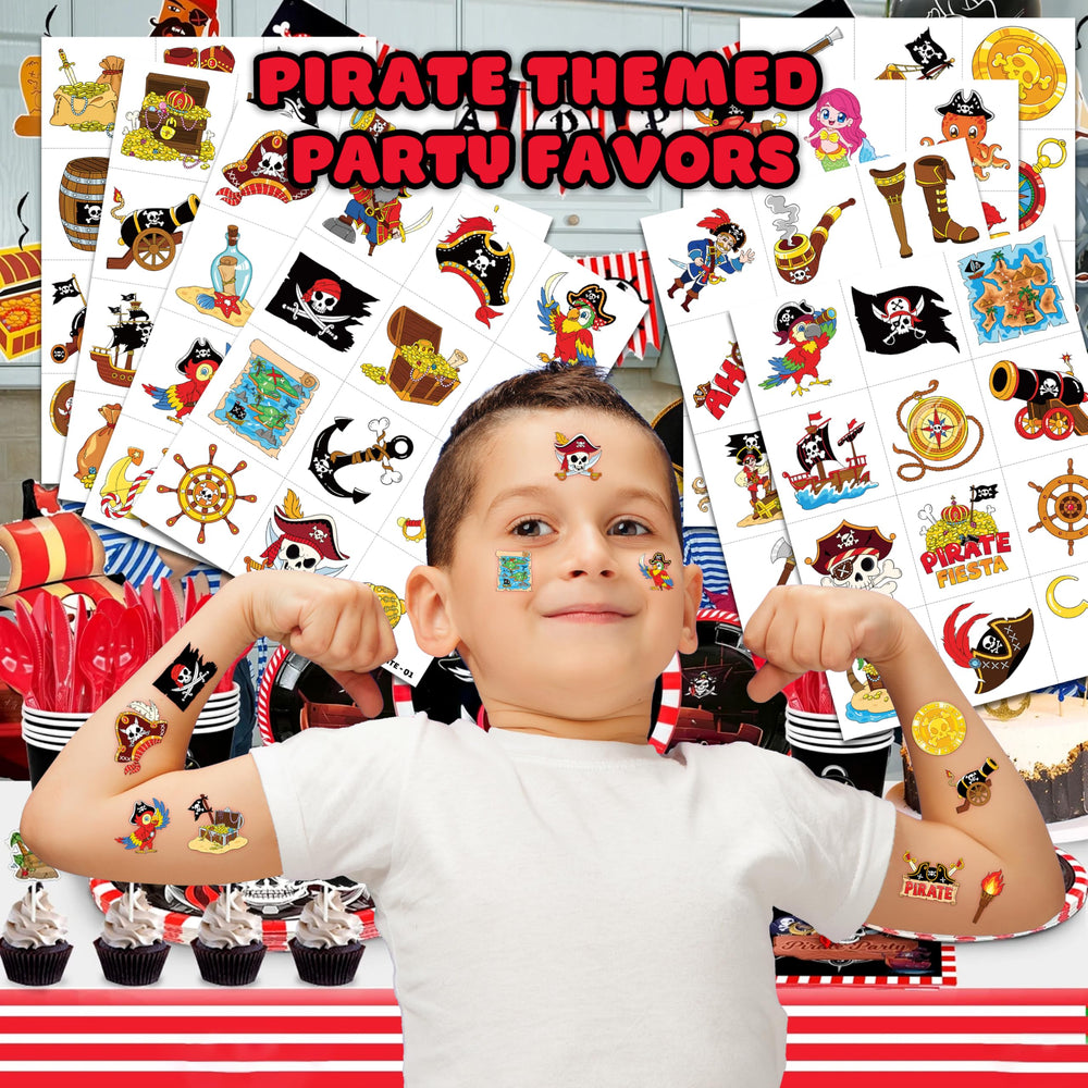 91TATTOOS pirate ship tattoo sheet 2 on hand, easy application for kids.