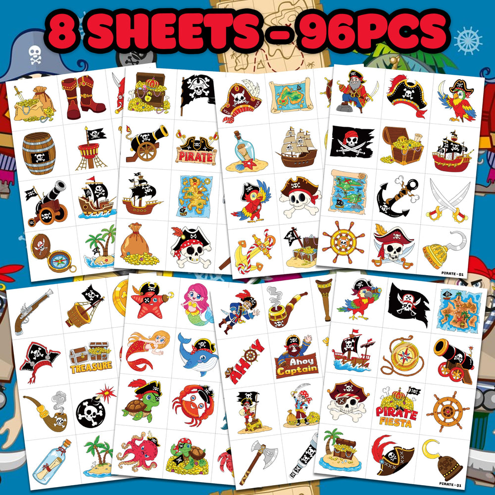 91TATTOOS pirate ship tattoo sheet 3 on face or arm, playful nautical design.
