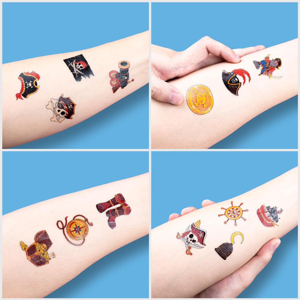 91TATTOOS pirate ship tattoo sheet 7 easy removal with baby oil or sanitizer.