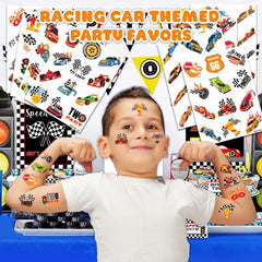 91TATTOOS racing car tattoos sheet is kid-friendly and quick to apply.