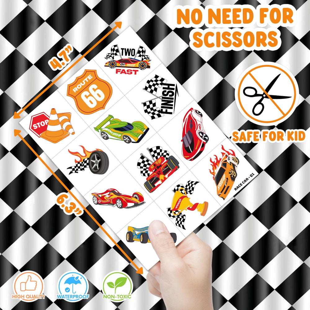 91TATTOOS racing car tattoos sheet provides safe, skin-friendly fun for celebrations.