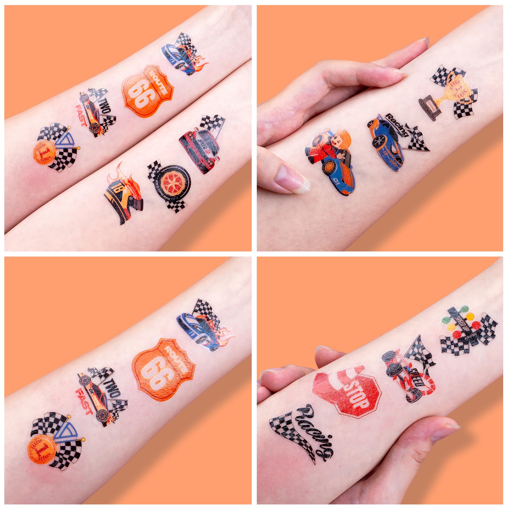 91TATTOOS racing car tattoos sheet can decorate cups, laptops, or glass.