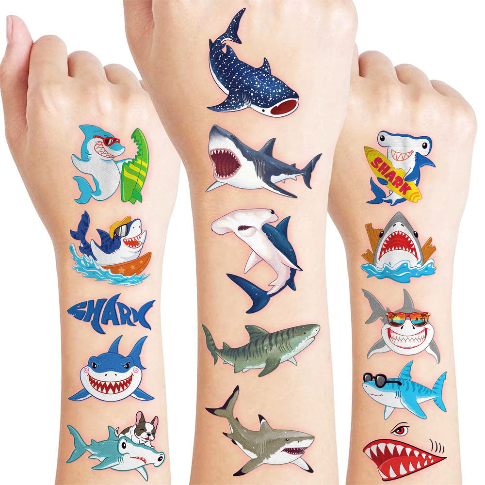 91TATTOOS shark tattoo designs sheet 1 for kids party favors.