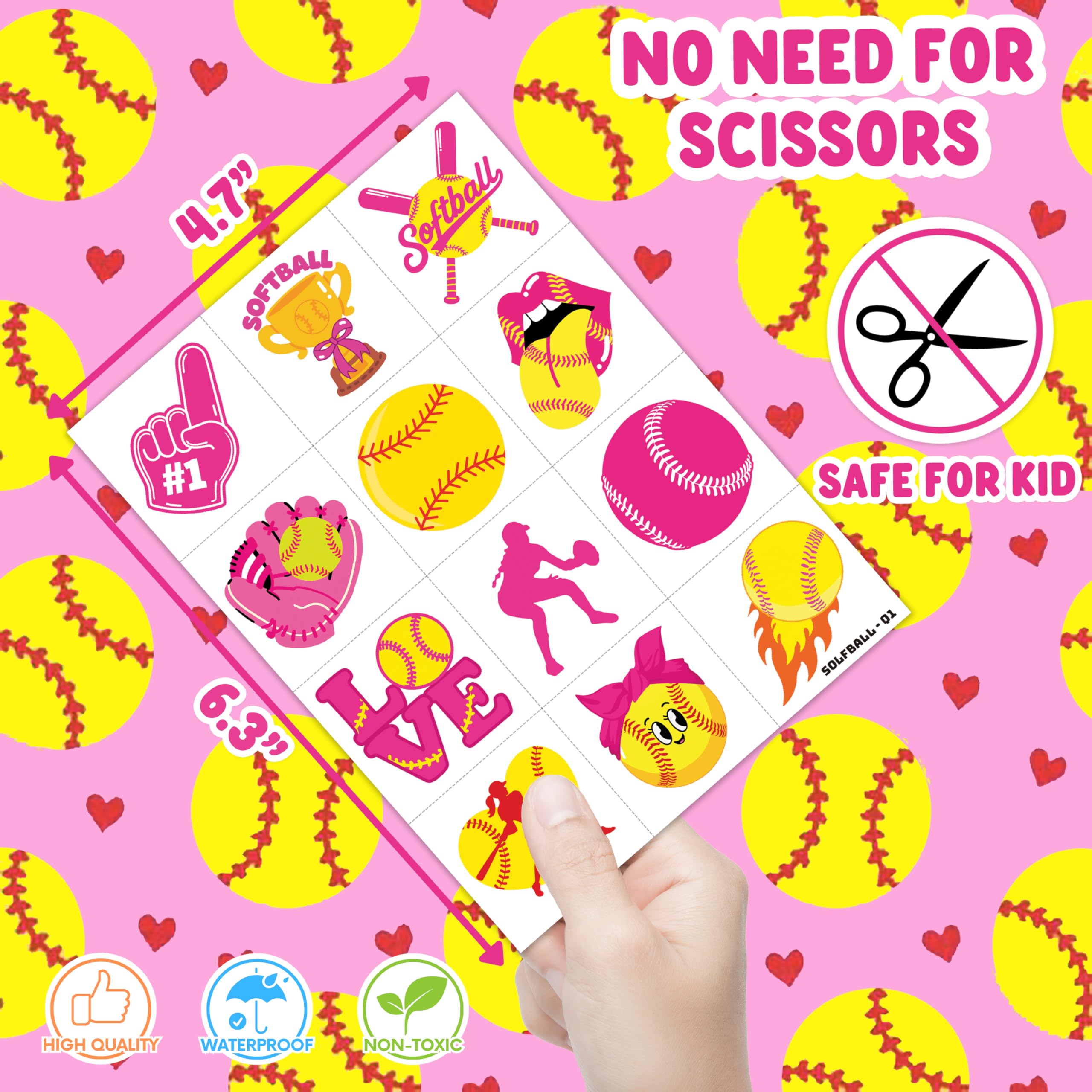 91TATTOOS softball tattoos easy arm or face application for kids